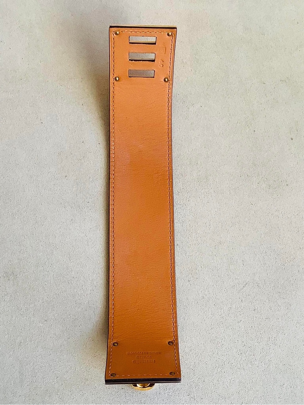 Hermes Turquoise Leather DOG Bracelet with Gold Hardware - Picture 6 of 16